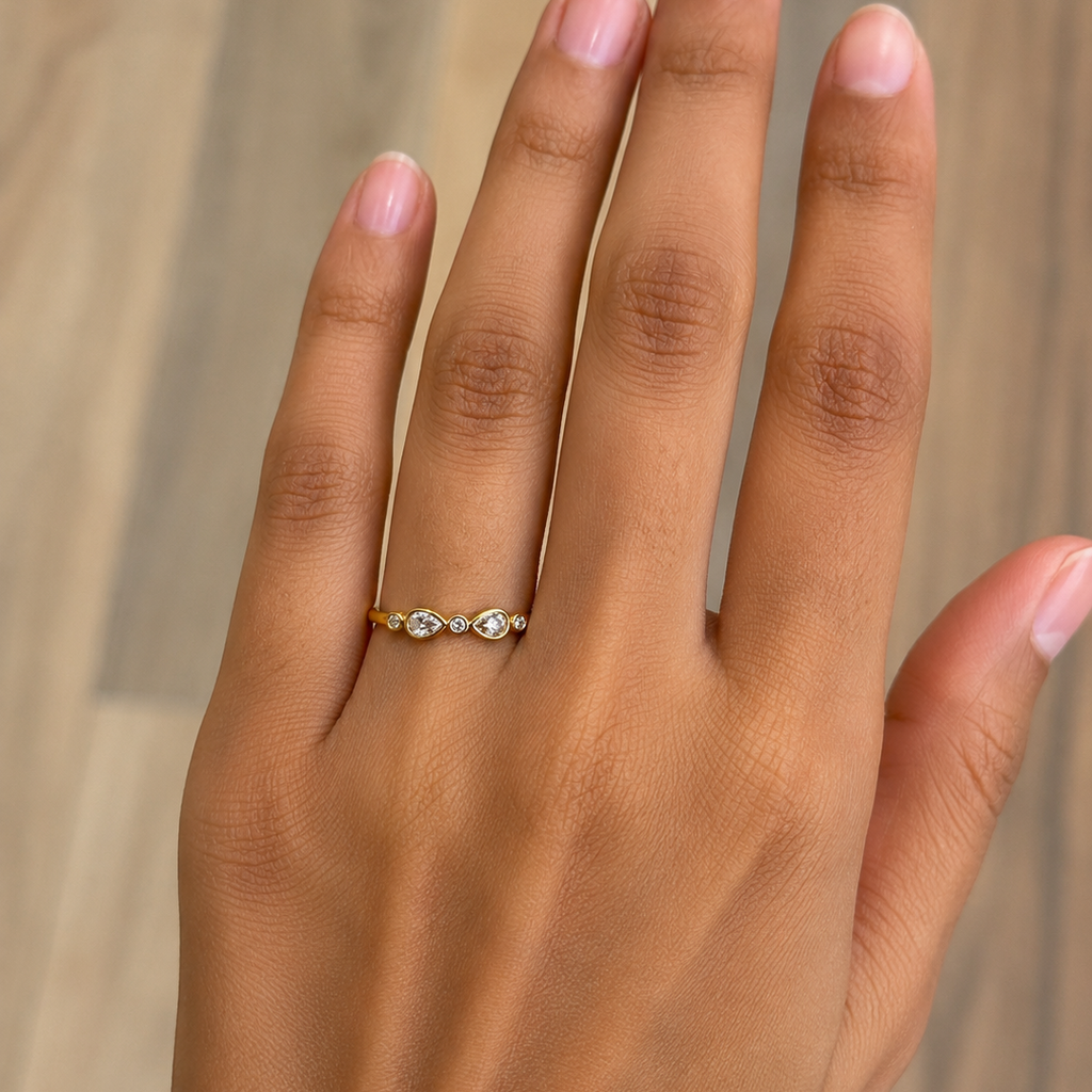 Ryn Pear CZ Gold Plated Ring