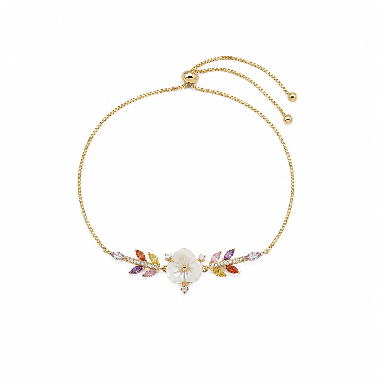 Raeva Mother of Pearl Floral Adjustable Bracelet