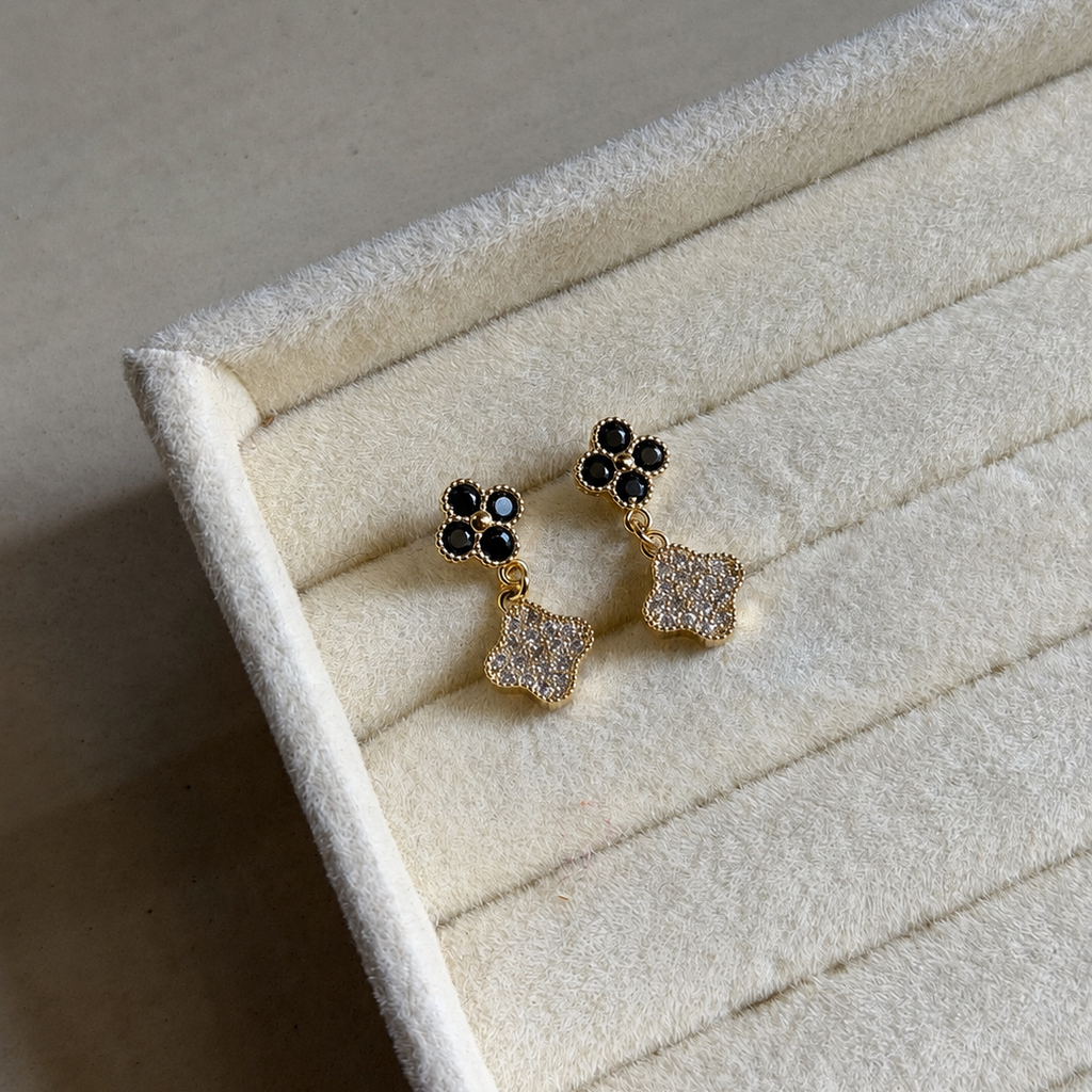 Zorin Black Clover Drop Earrings