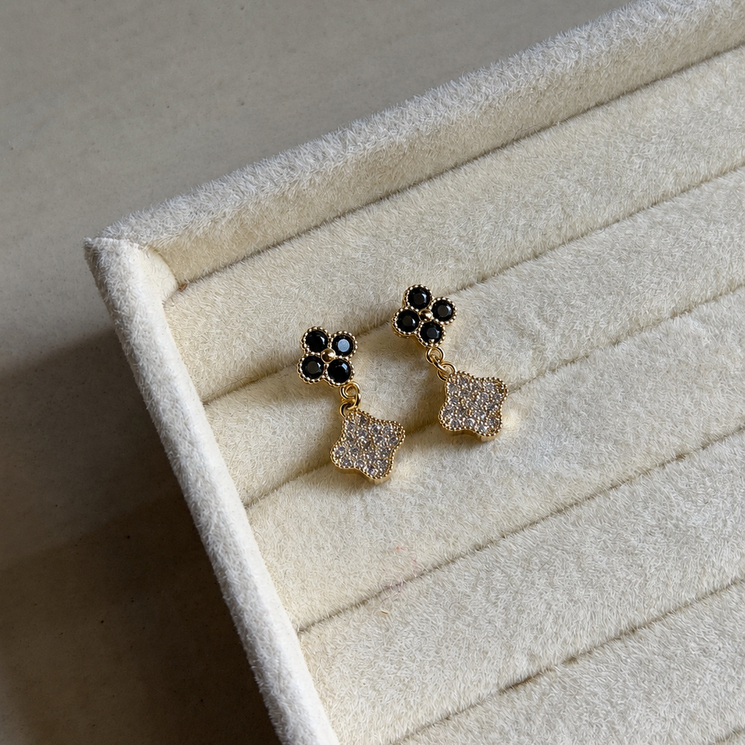 Zorin Black Clover Drop Earrings
