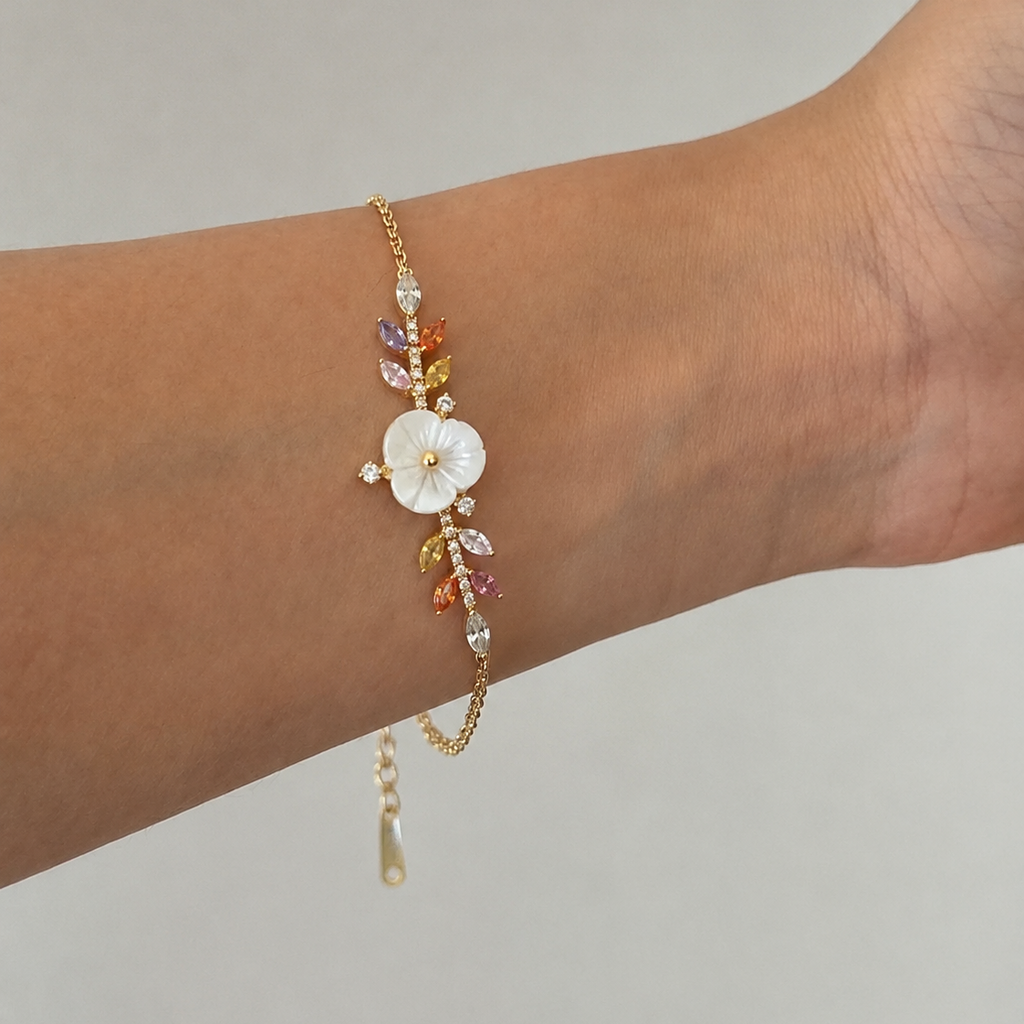 Raeva Mother of Pearl Floral Adjustable Bracelet