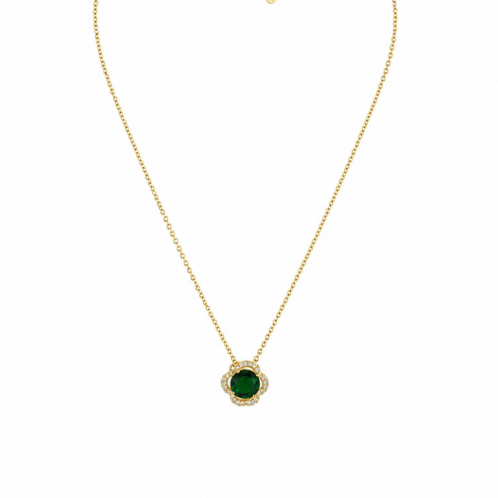 Luvia Emerald Halo Necklace