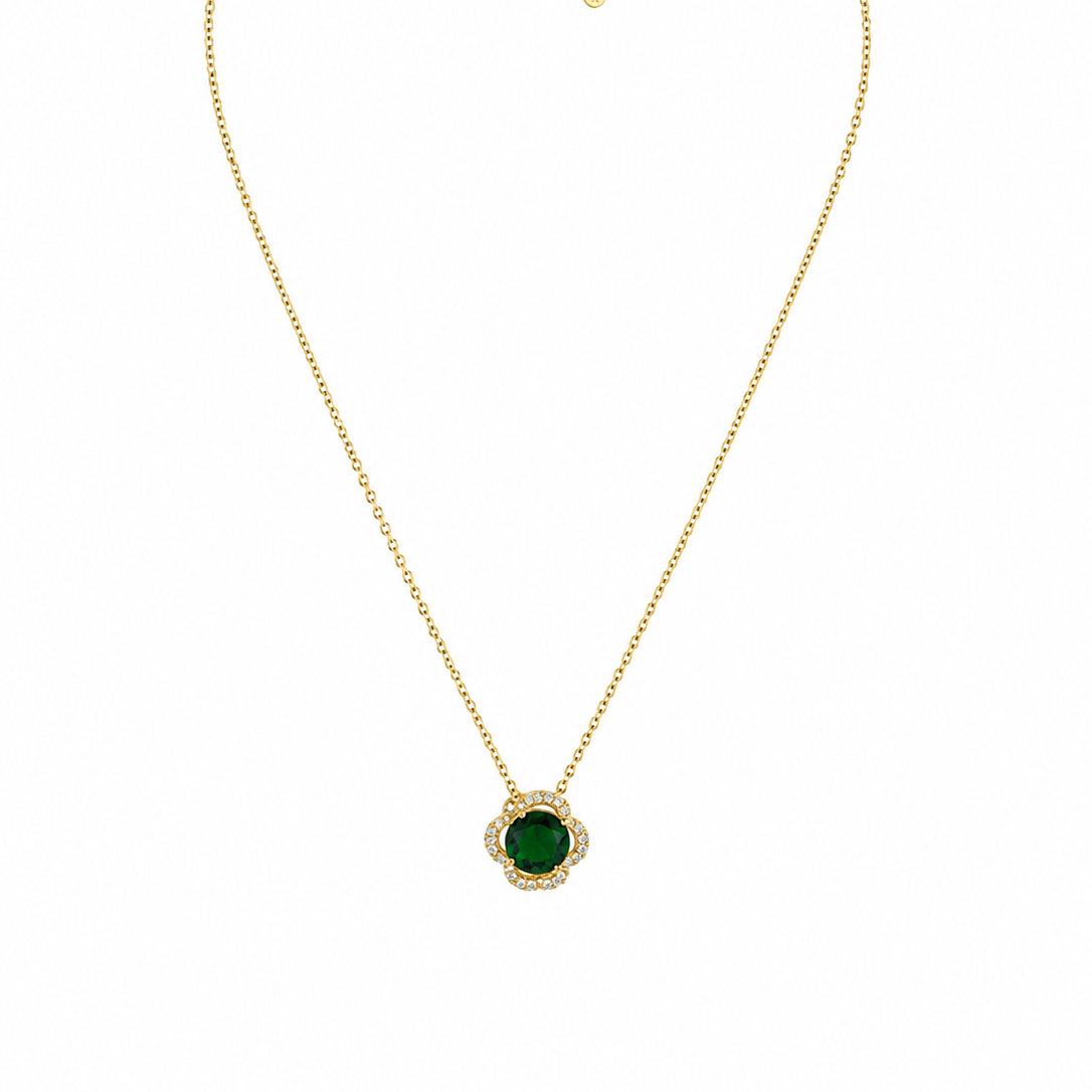 Luvia Emerald Halo Necklace