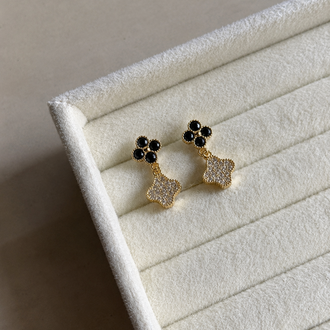 Zorin Black Clover Drop Earrings