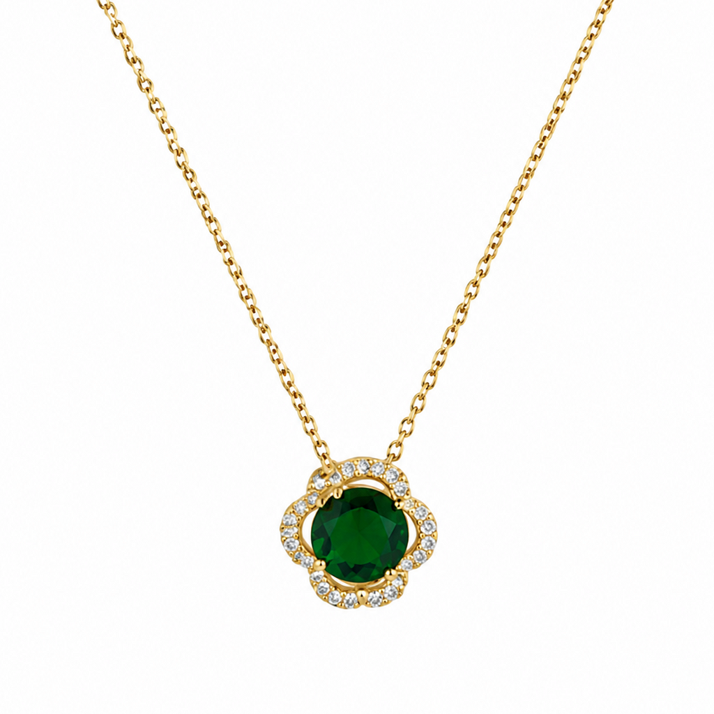 Luvia Emerald Halo Necklace