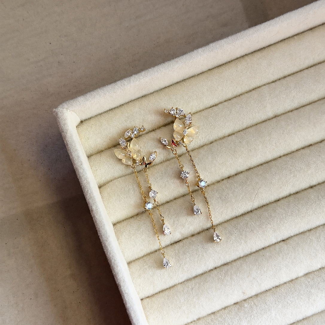 Voreya Butterfly Vine Long Drop Earrings