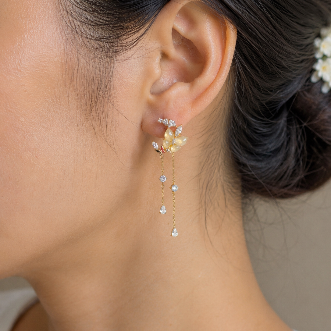 Voreya Butterfly Vine Long Drop Earrings