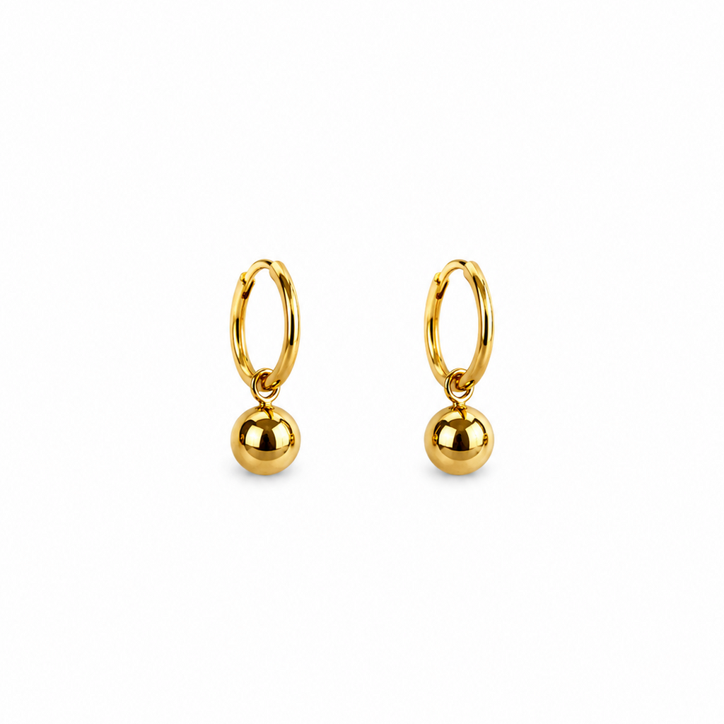 Omyra Minimal Gold Ball Hoop Earrings
