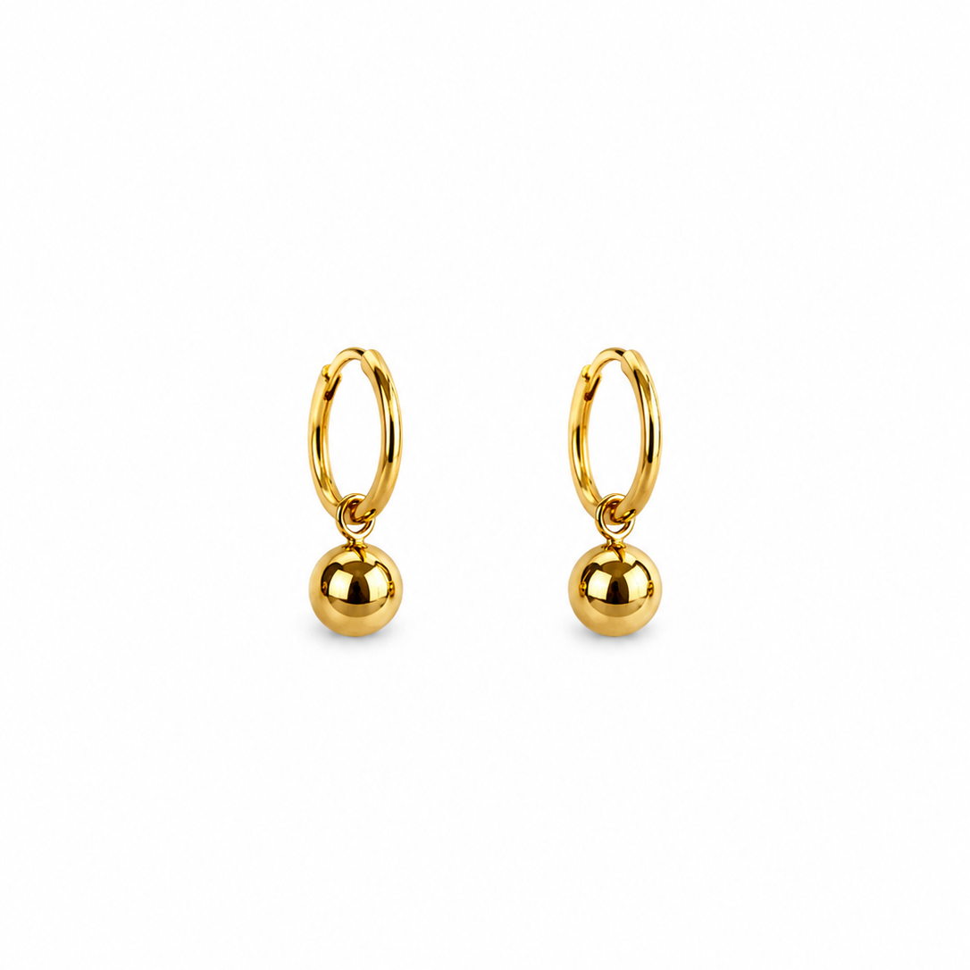 Omyra Minimal Gold Ball Hoop Earrings