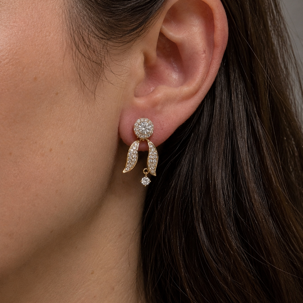 Laniea Leaf Drop CZ Earrings
