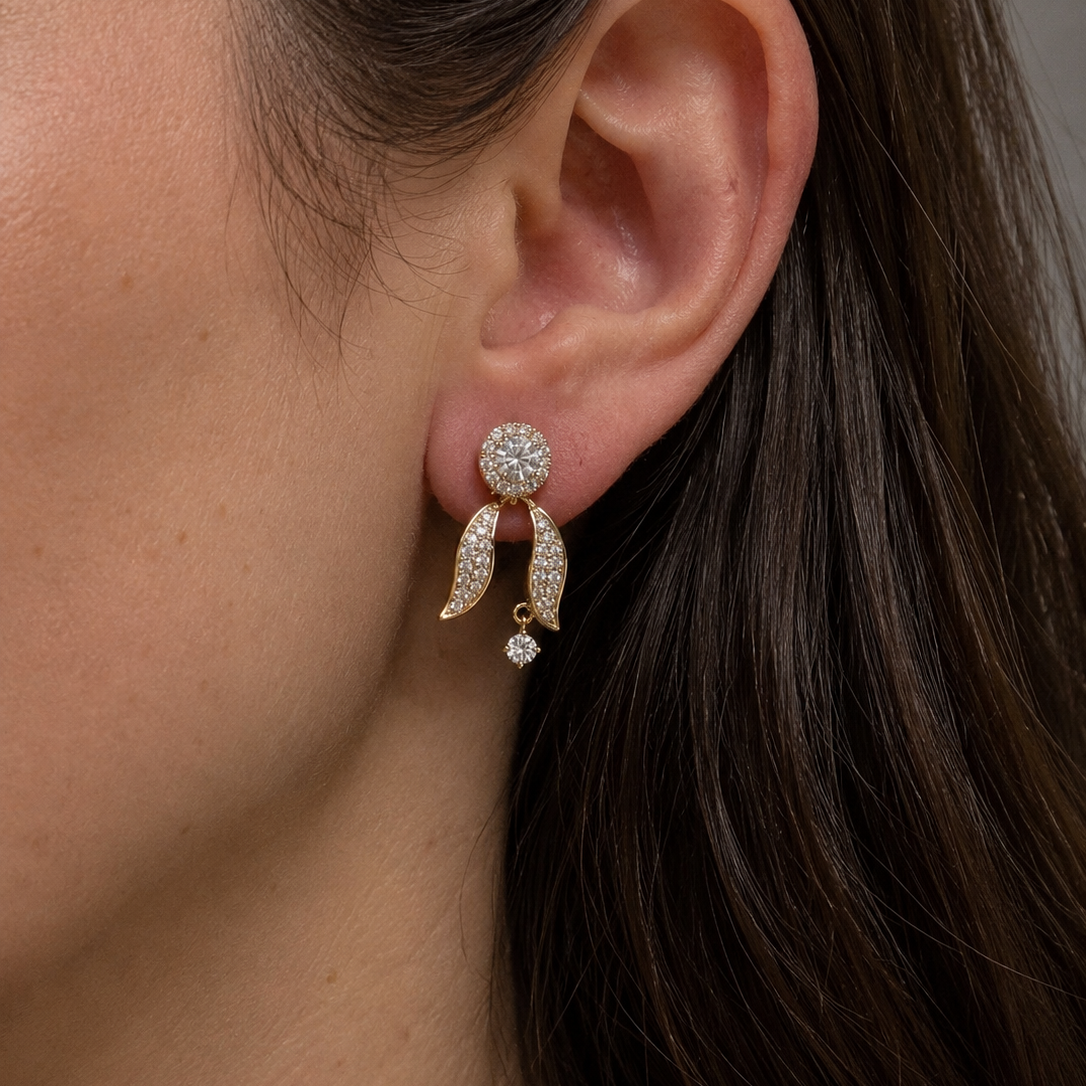 Laniea Leaf Drop CZ Earrings