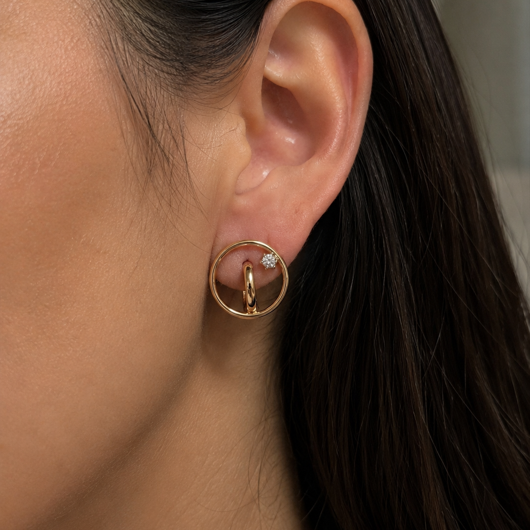 Avenel Rose Gold Circle Stud Earrings