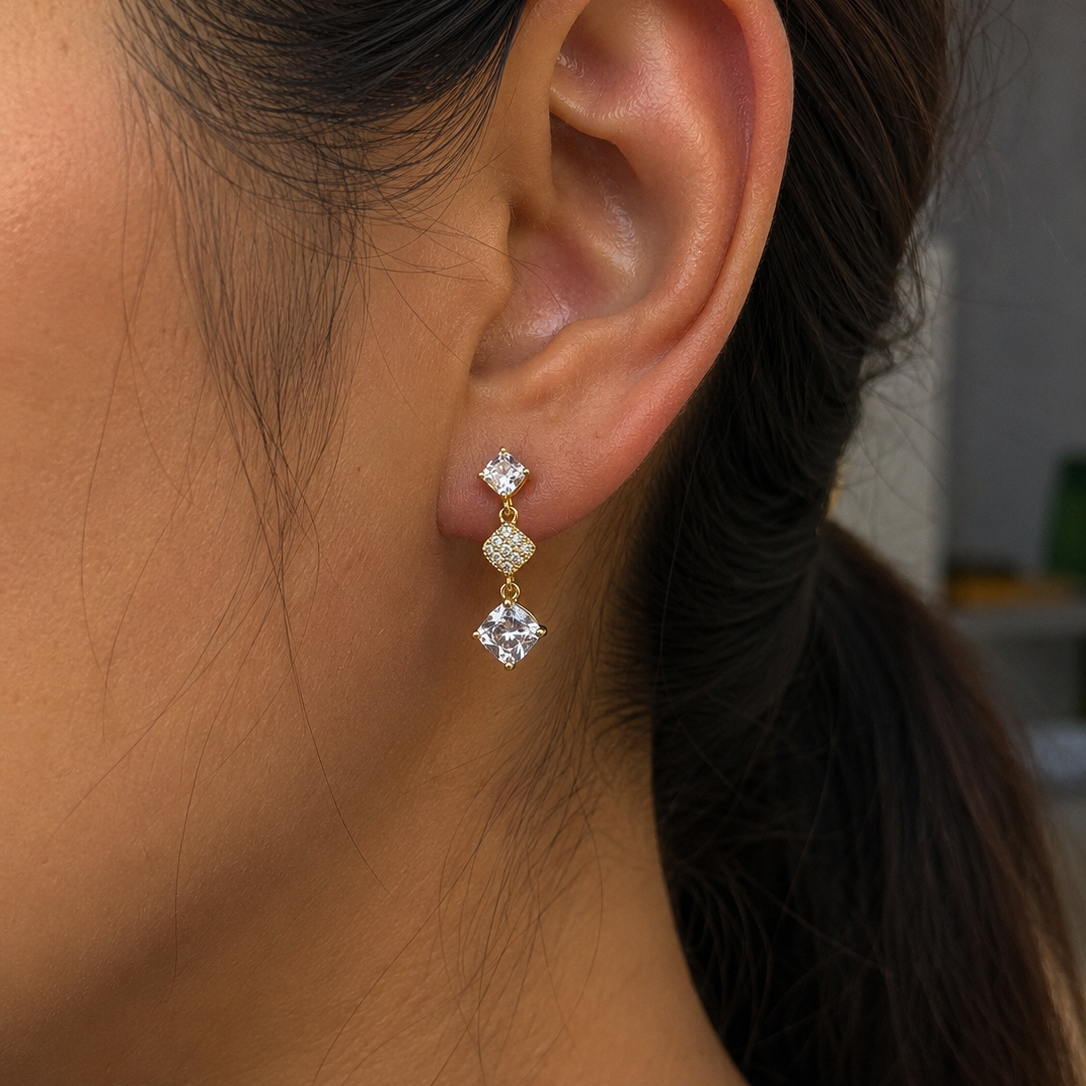 Mariel Double Diamond Drop Earrings