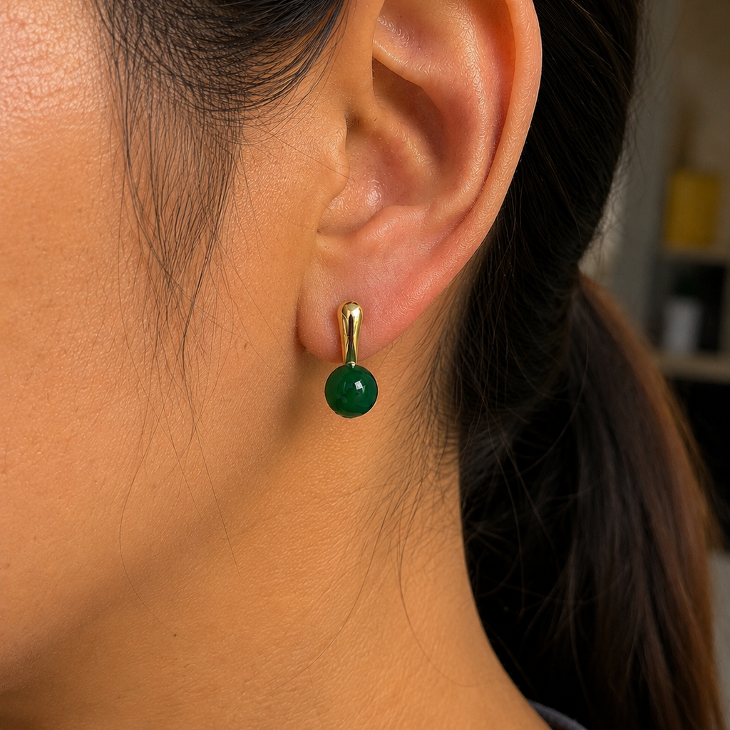 Anya Green Jade Ball Stud Earrings