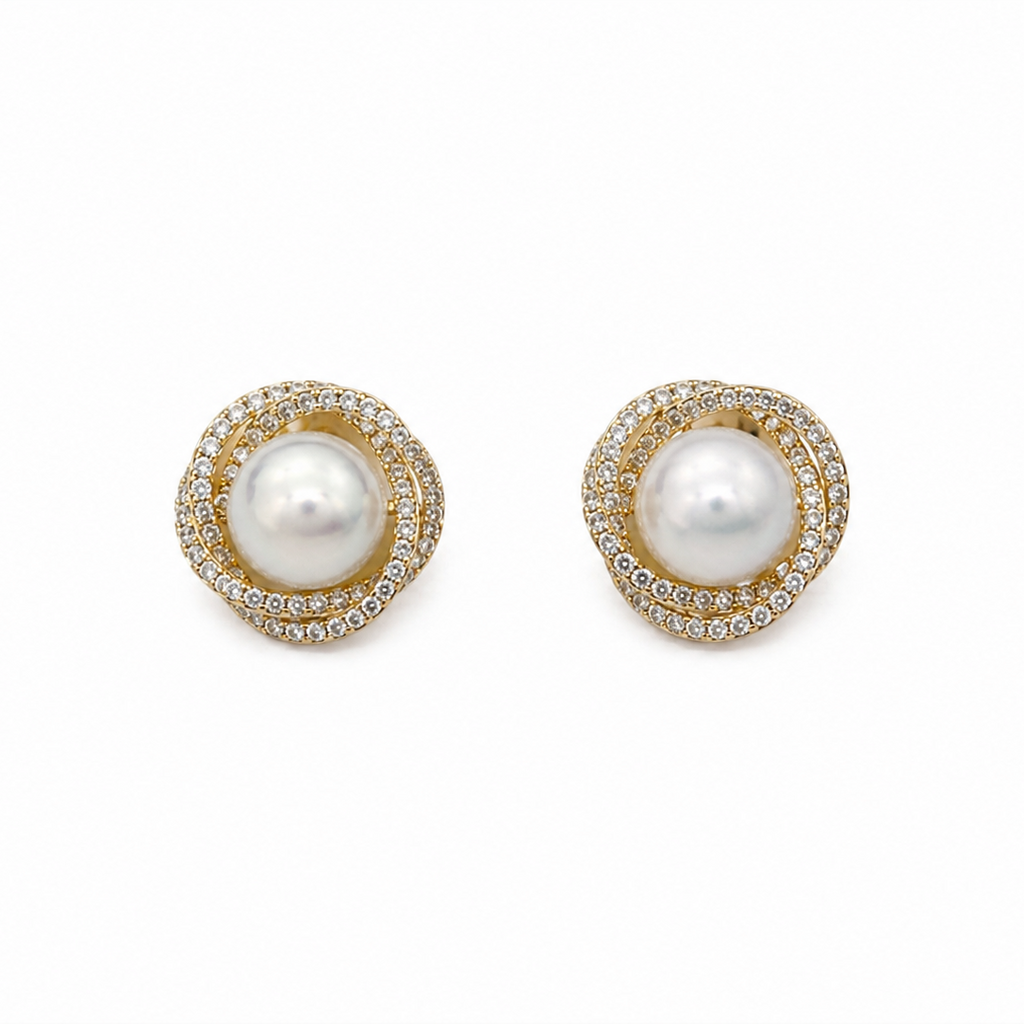 Lily Pearl Halo Stud Earrings
