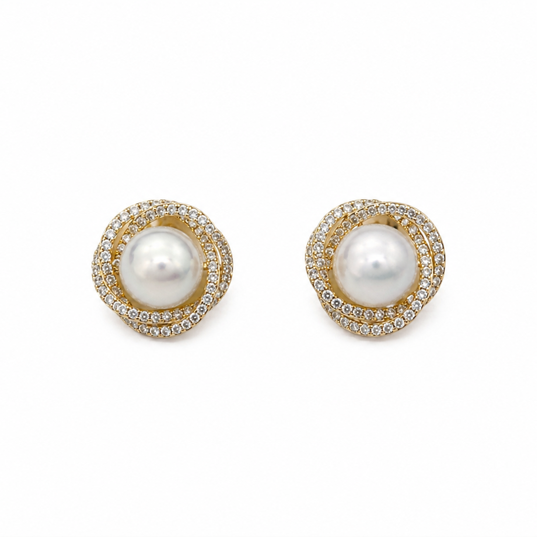 Lily Pearl Halo Stud Earrings