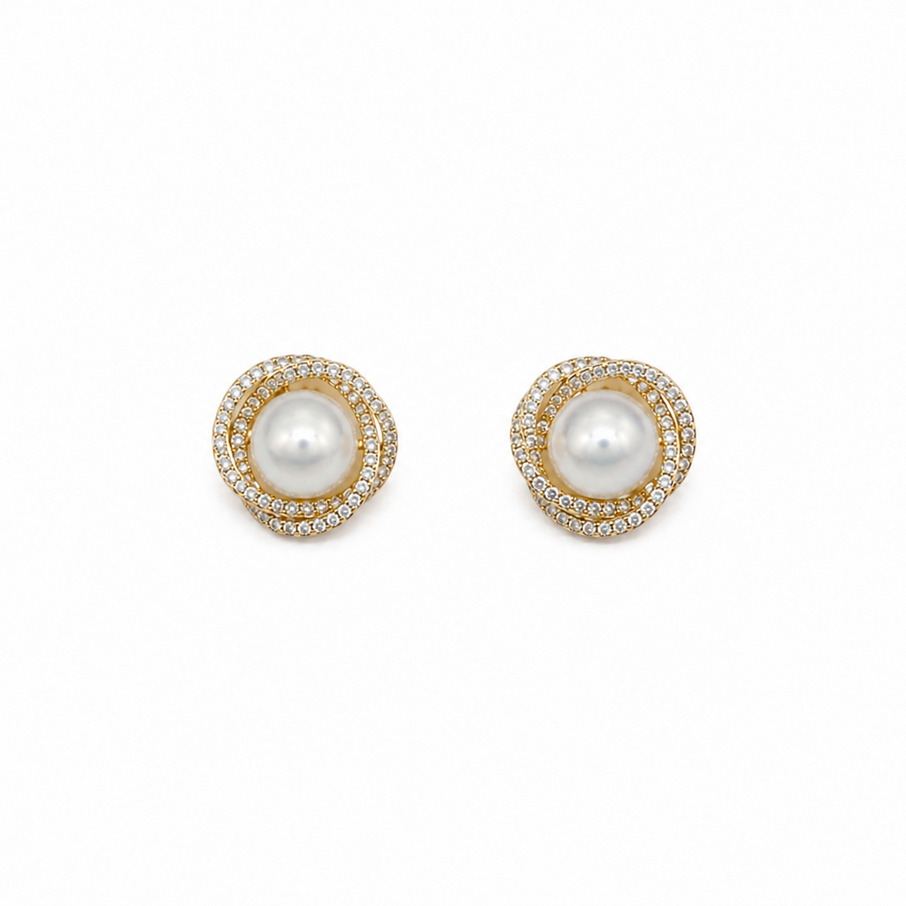 Lily Pearl Halo Stud Earrings