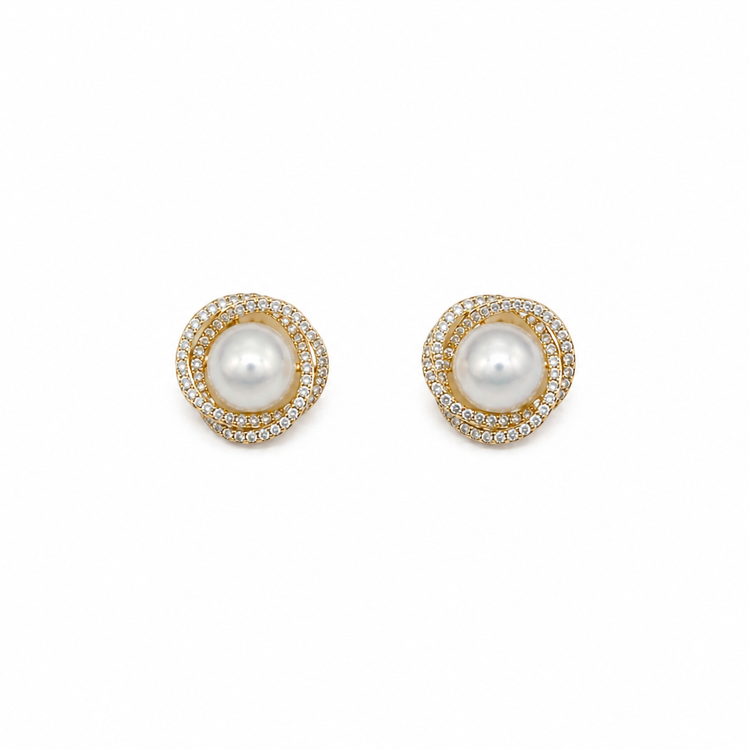 Lily Pearl Halo Stud Earrings