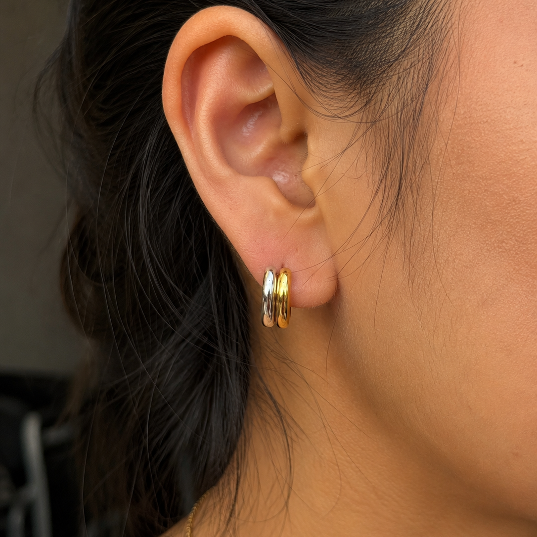 Ava Two Tone Stud Earrings