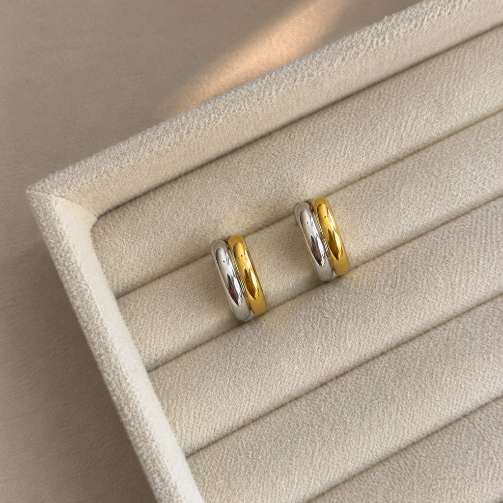 Ava Two Tone Stud Earrings