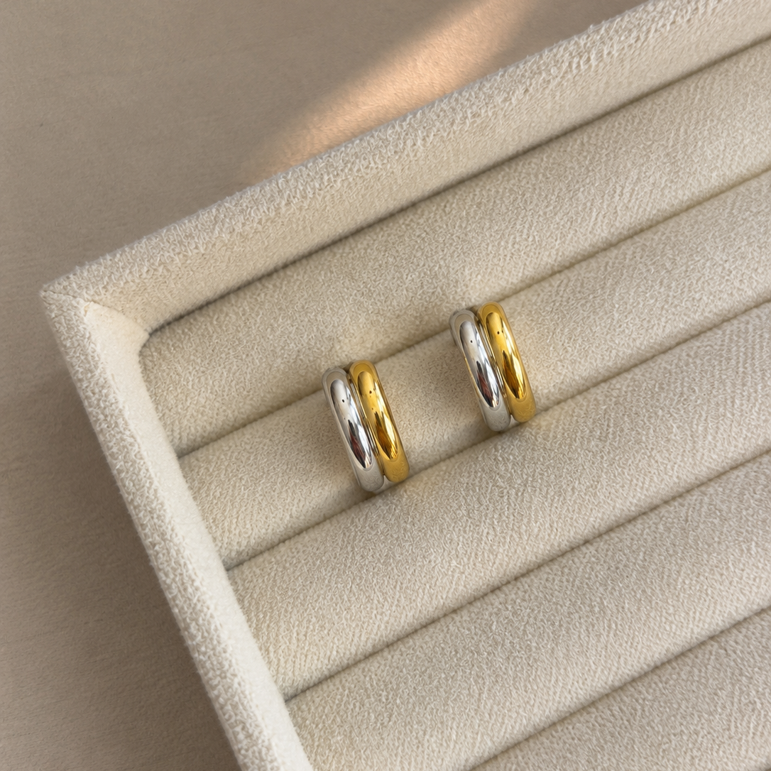 Ava Two Tone Stud Earrings