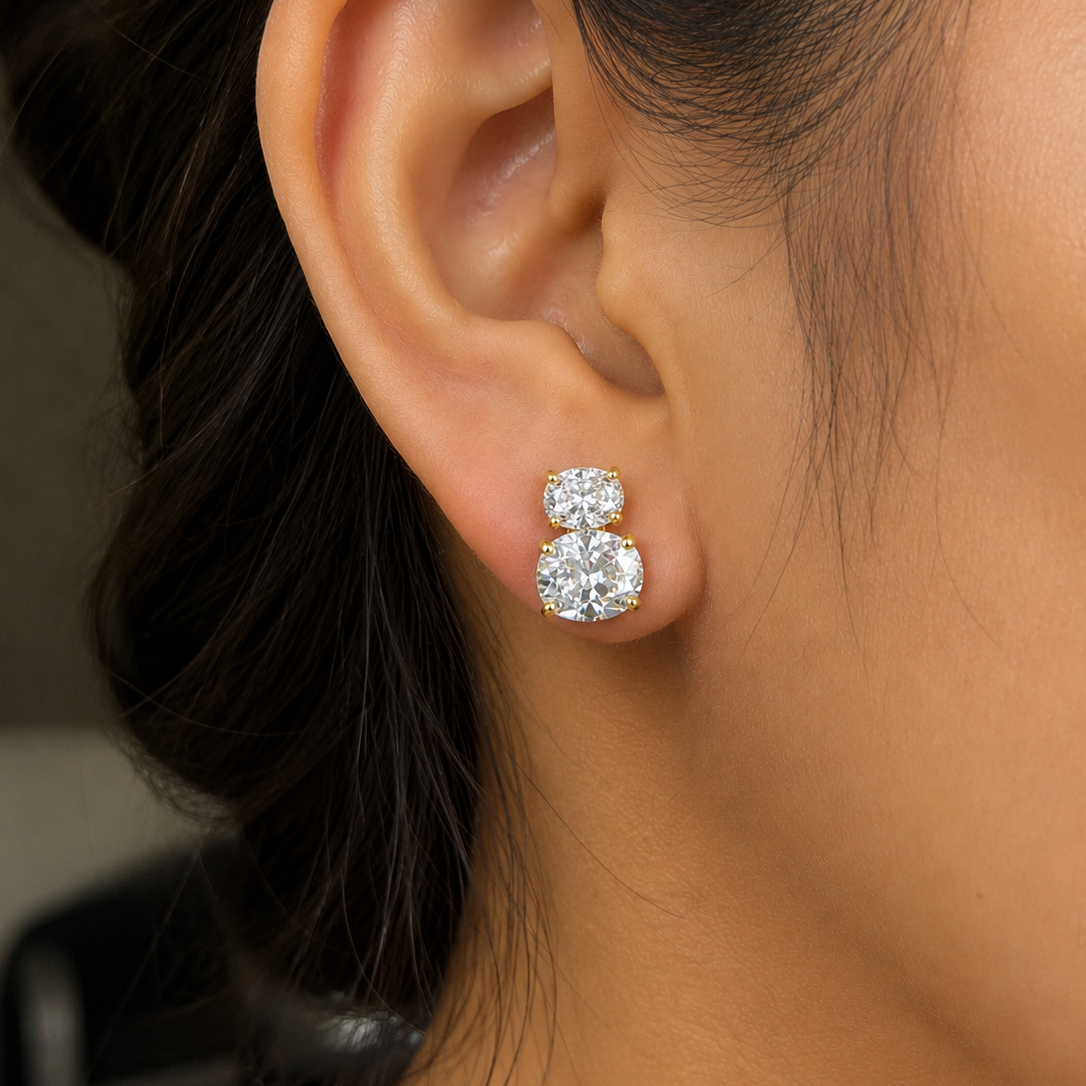Elira Double Solitaire Stud Earrings