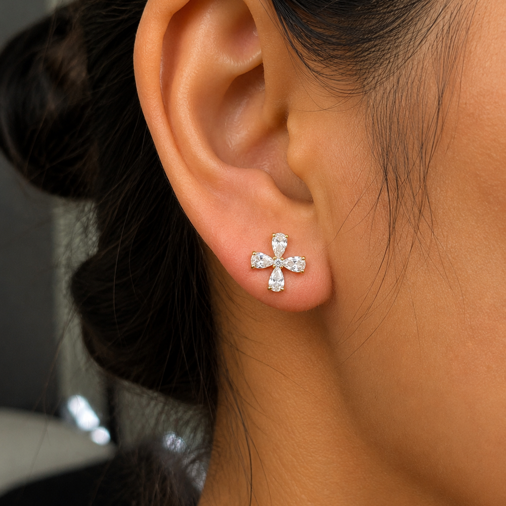 Cressida Four Petal Stud Earrings