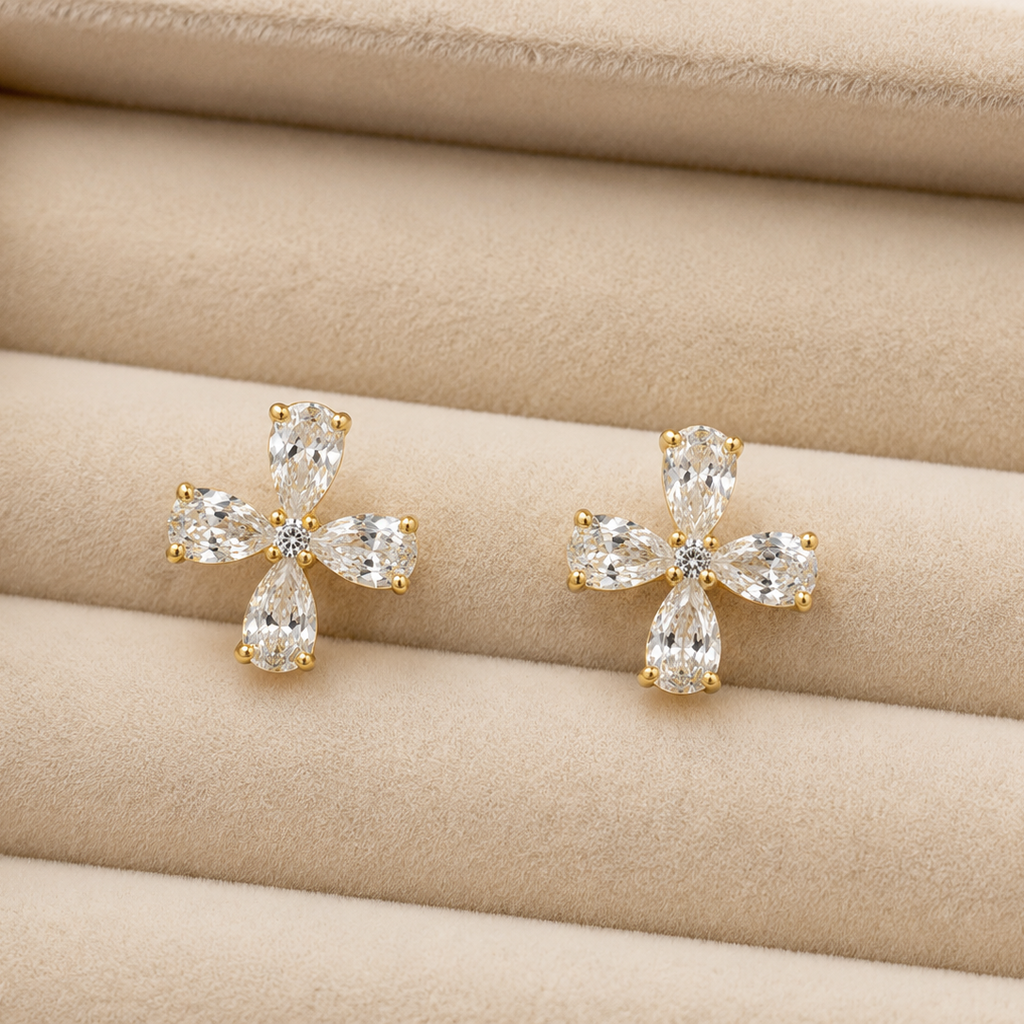 Cressida Four Petal Stud Earrings