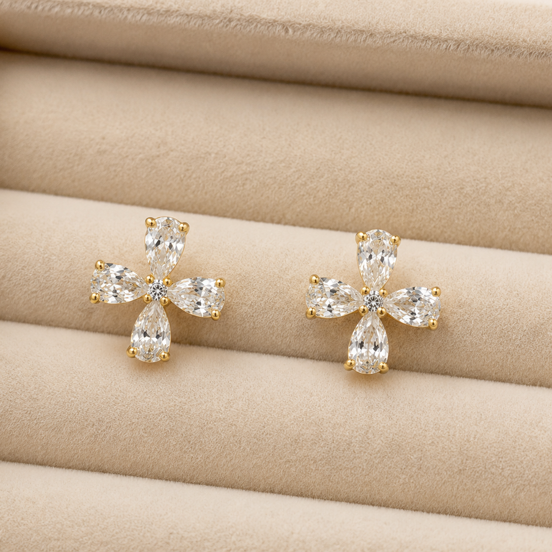 Cressida Four Petal Stud Earrings