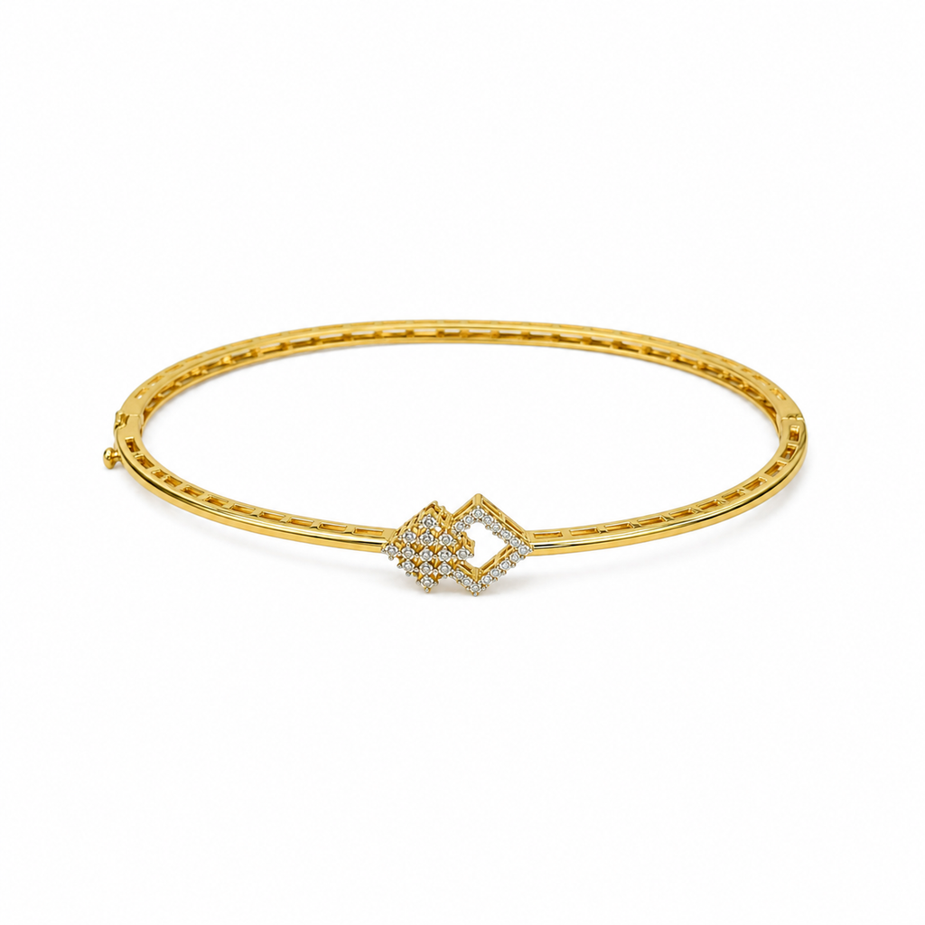 Evienne Double Diamond Square Gold Bangle