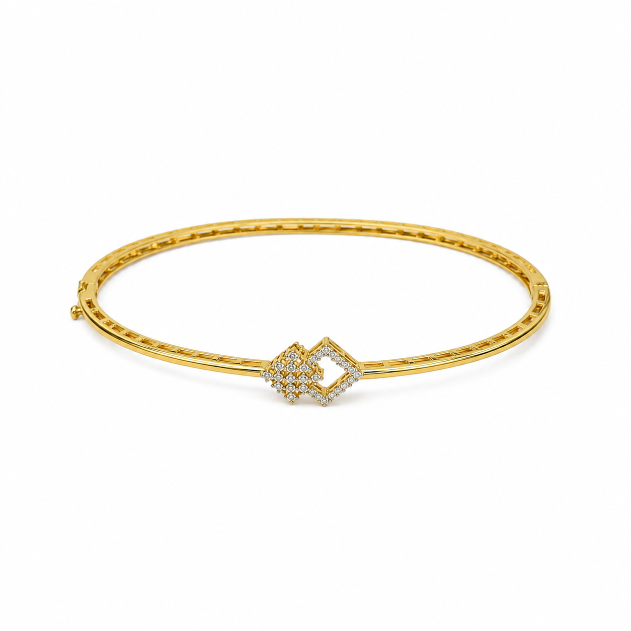 Evienne Double Diamond Square Gold Bangle