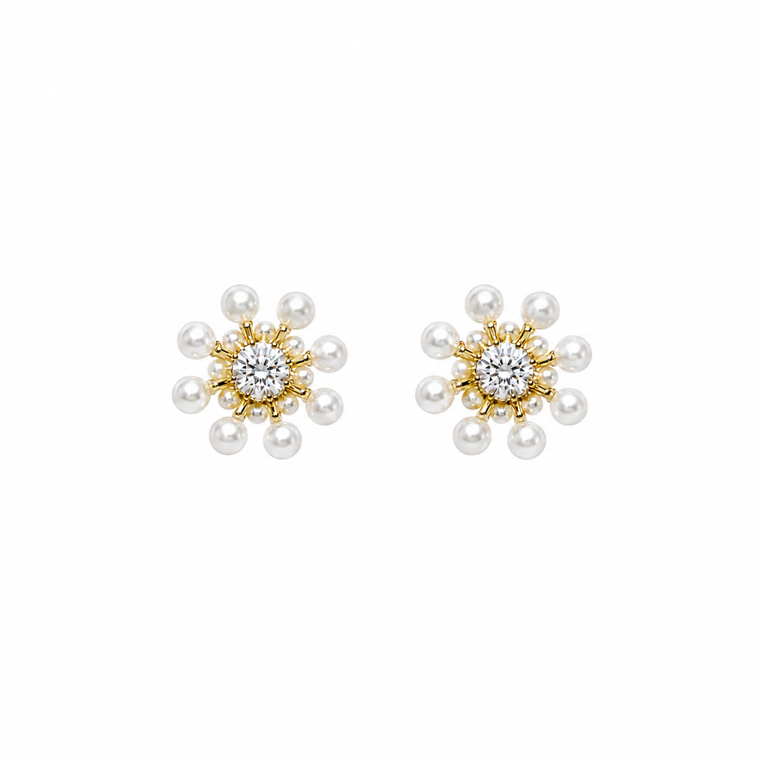 Pearlina Pearl Sunburst Stud Earrings