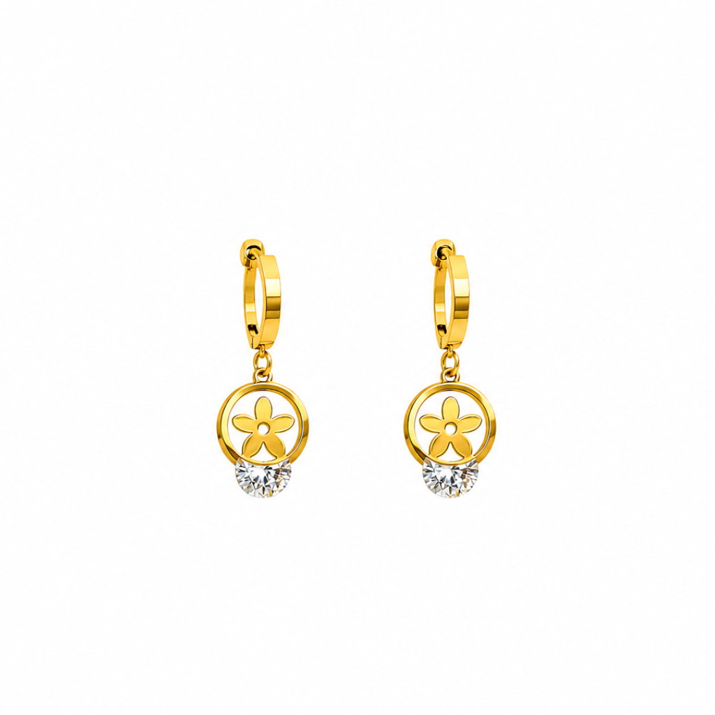 Roselyn Floral Drop Hoop Earrings