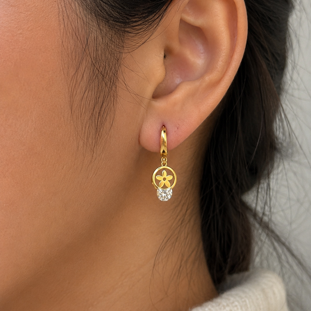 Roselyn Floral Drop Hoop Earrings
