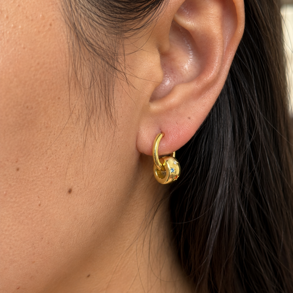 Celestia Star Huggie Hoop Earrings