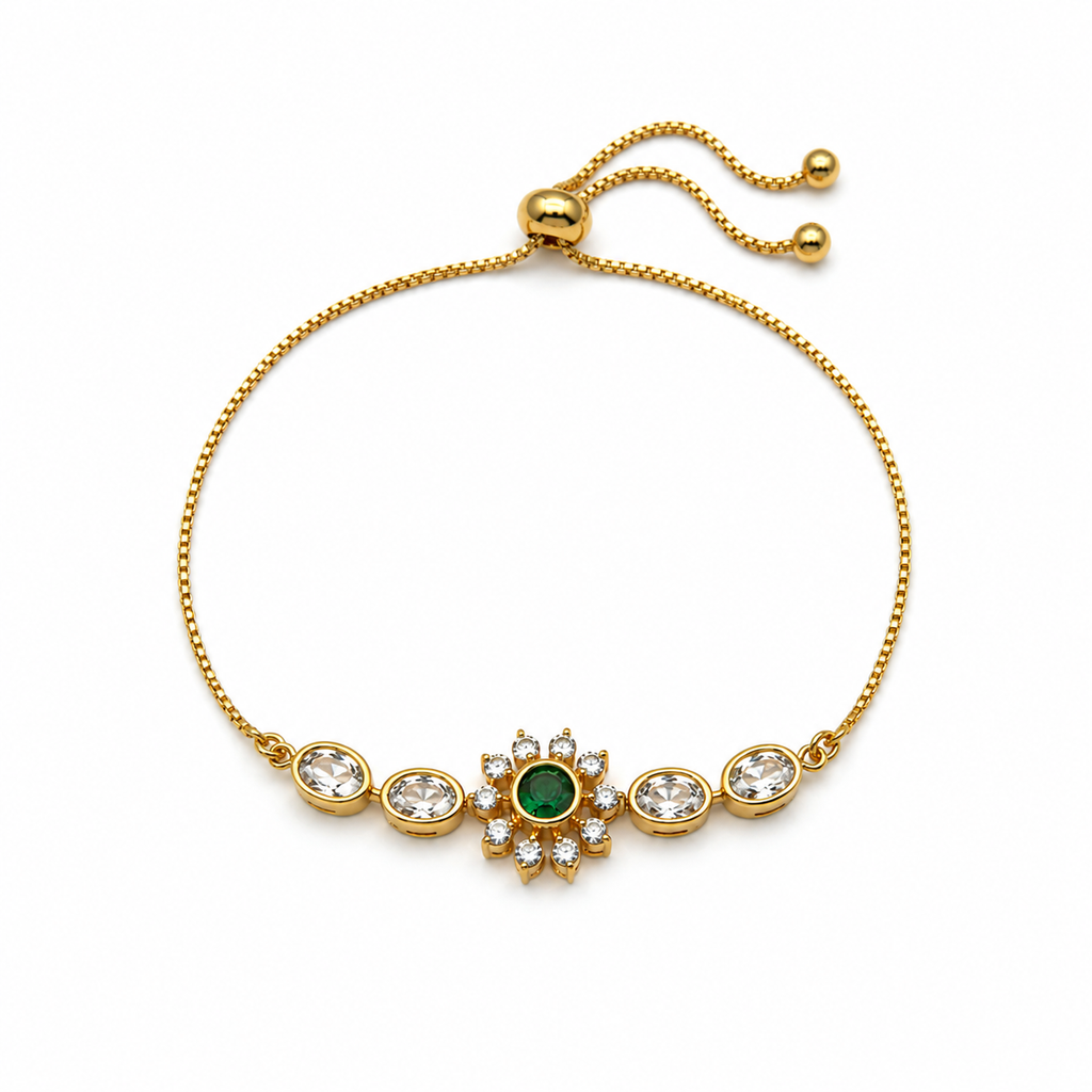 Esmira Emerald Sunburst Adjustable Bracelet