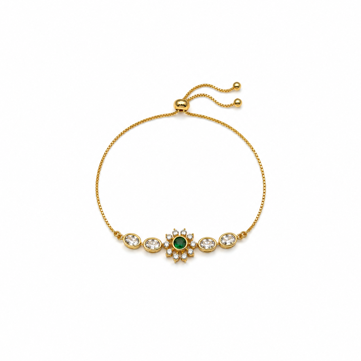 Esmira Emerald Sunburst Adjustable Bracelet