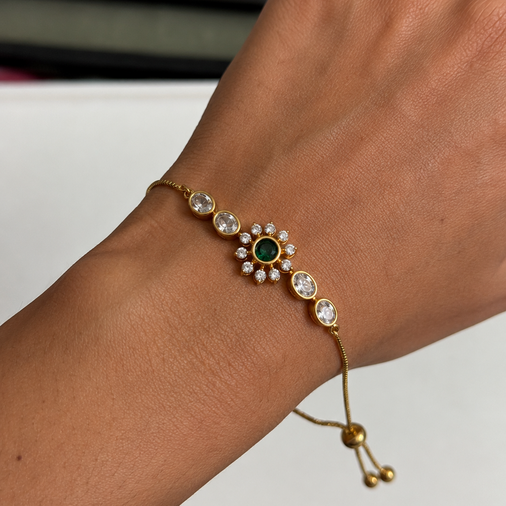 Esmira Emerald Sunburst Adjustable Bracelet