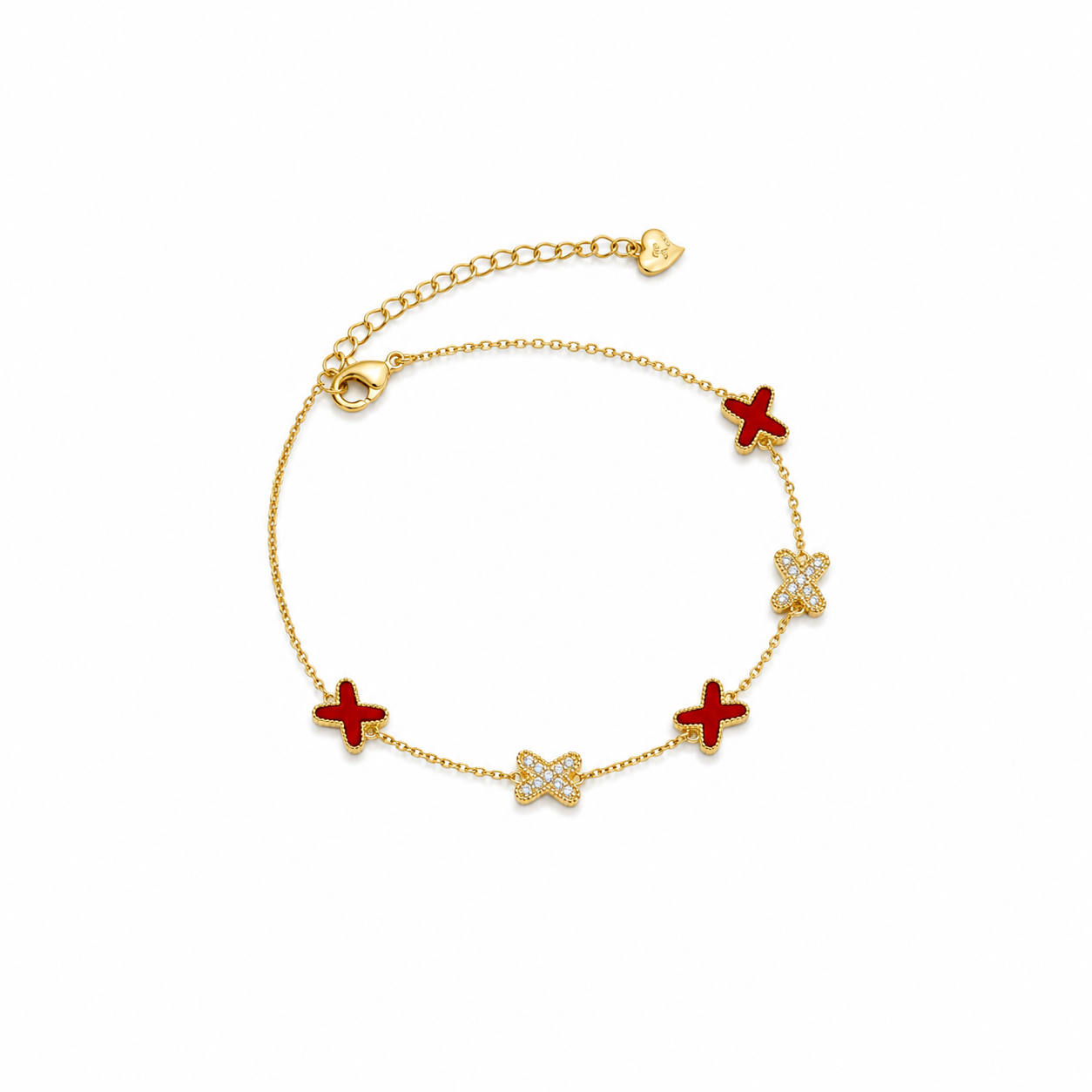 Omvya Red Clover Charm Bracelet