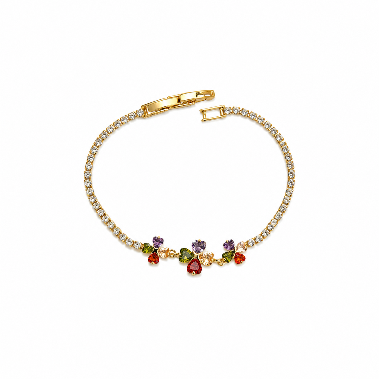 Valyra Multicolor Heart Tennis Bracelet
