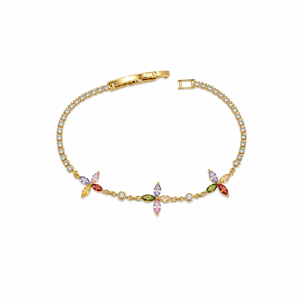 Varelle Rainbow Flower Tennis Bracelet