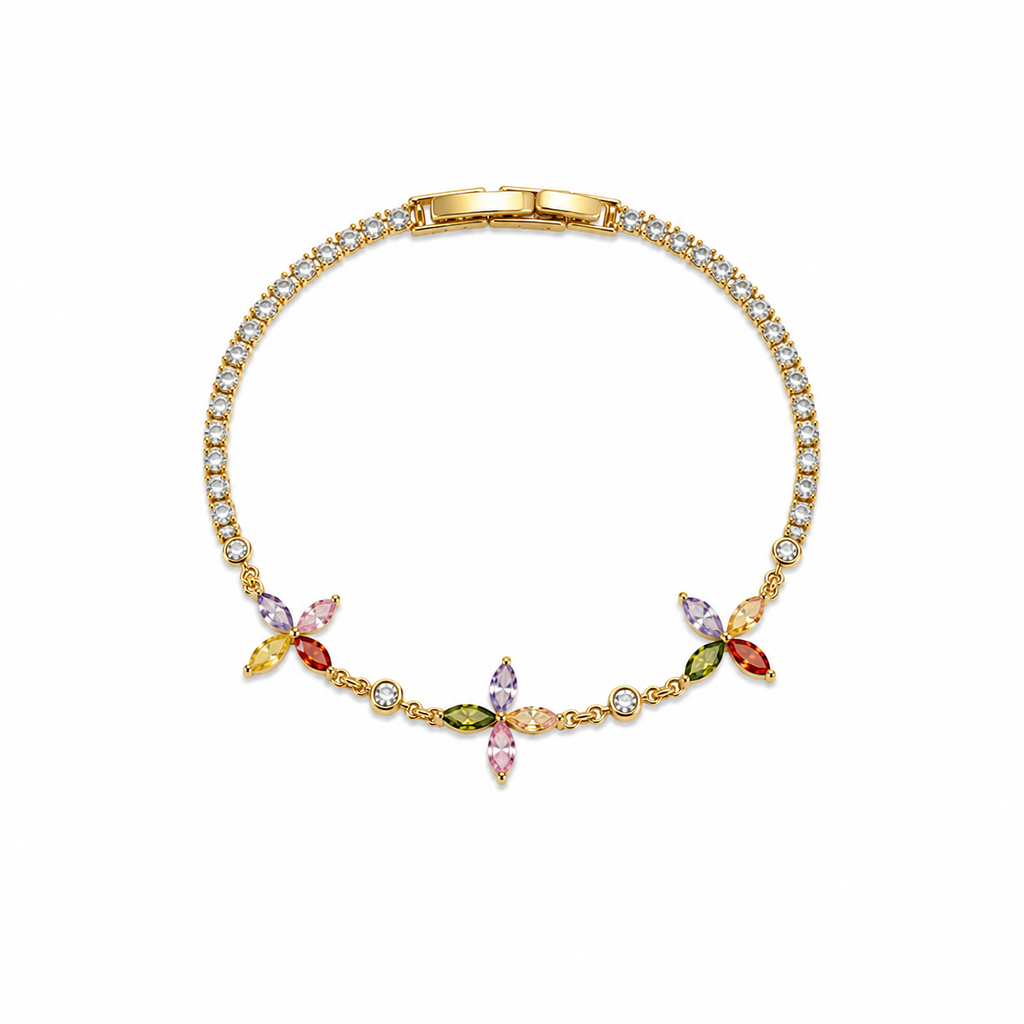 Varelle Rainbow Flower Tennis Bracelet