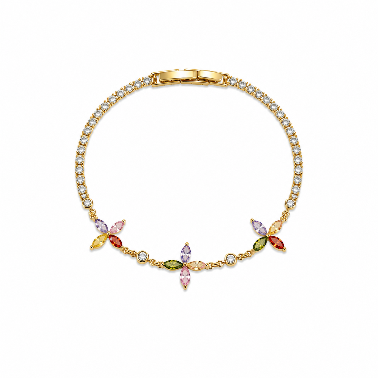 Varelle Rainbow Flower Tennis Bracelet