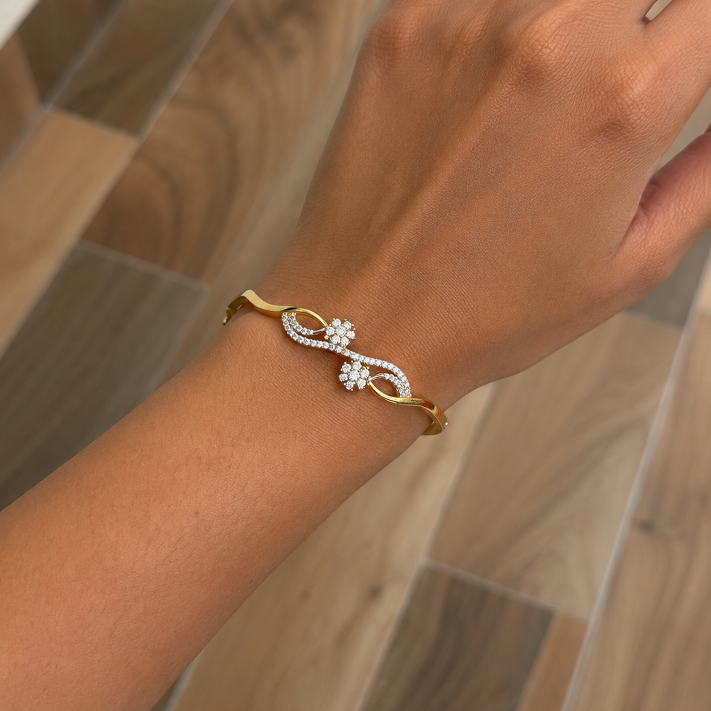 Tyrahna Floral Vine Gold Bangle