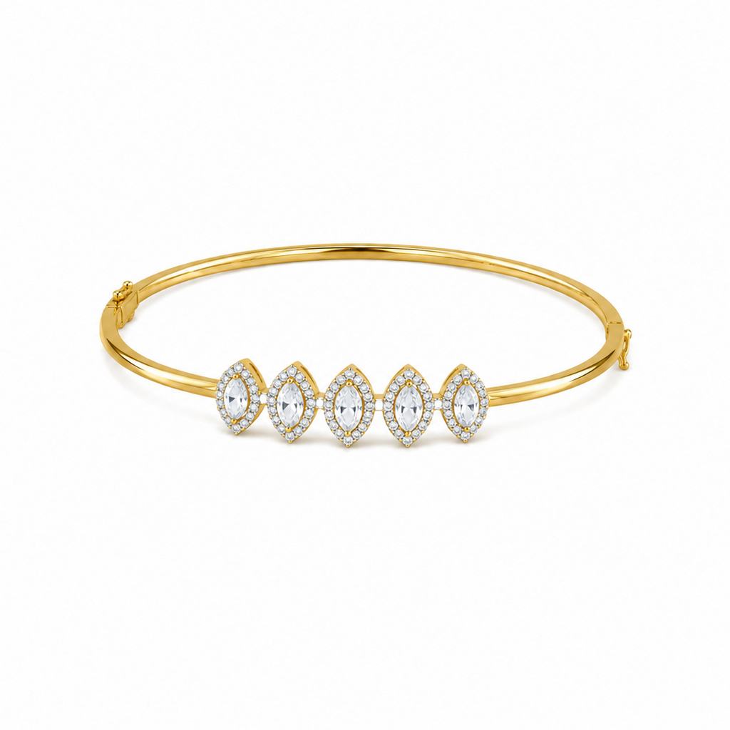 Selvara Marquise Gold Bangle Bracelet