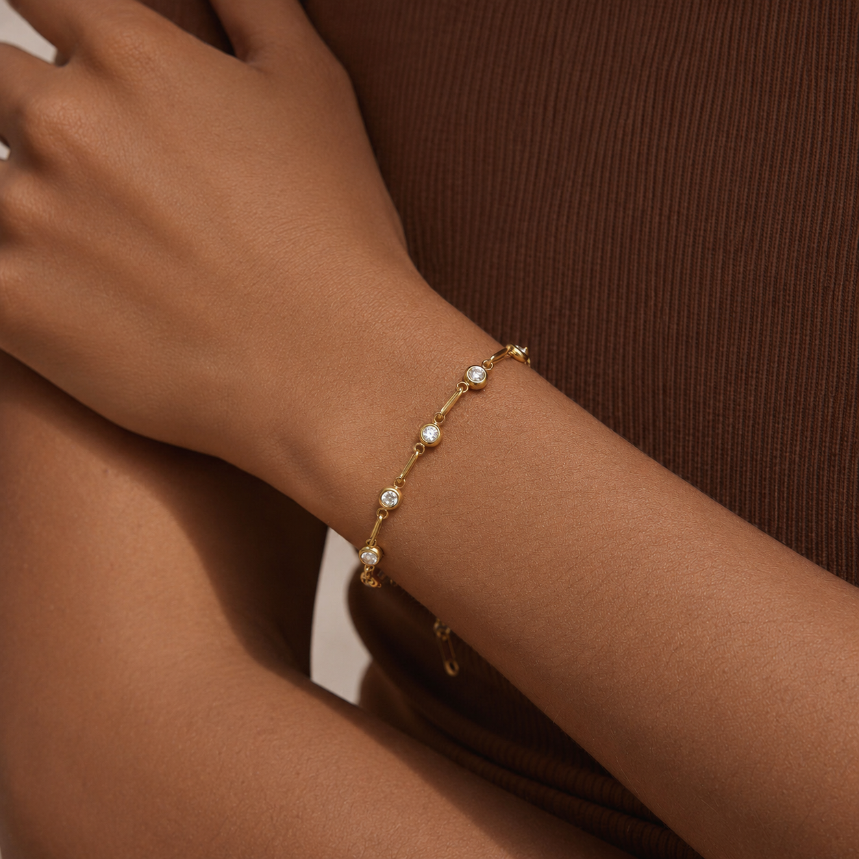 Lina Gold CZ Link Bracelet