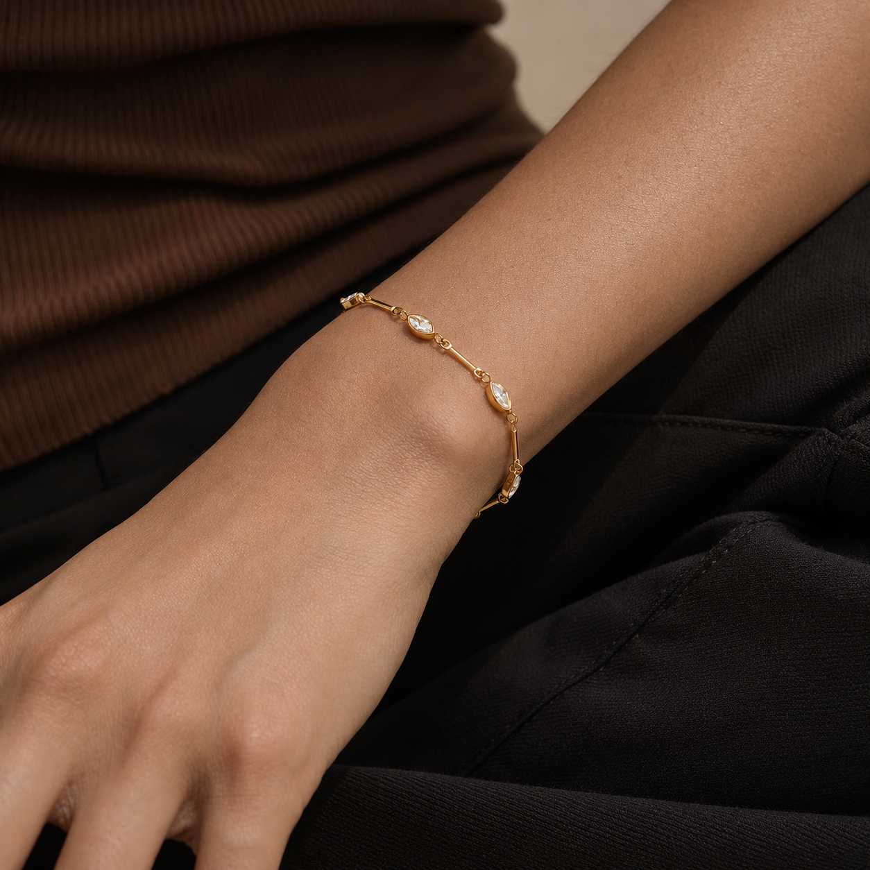 Ovia Gold Marquise CZ Bracelet