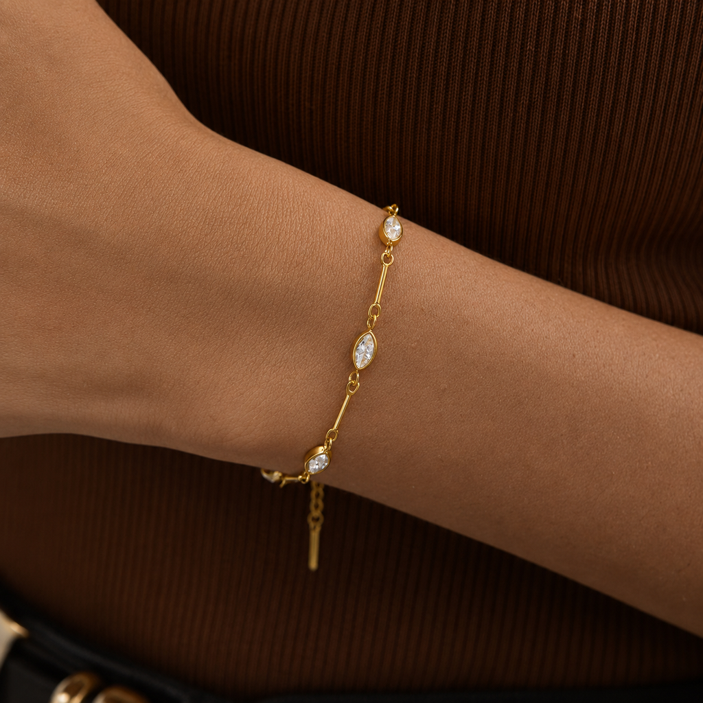Ovia Gold Marquise CZ Bracelet