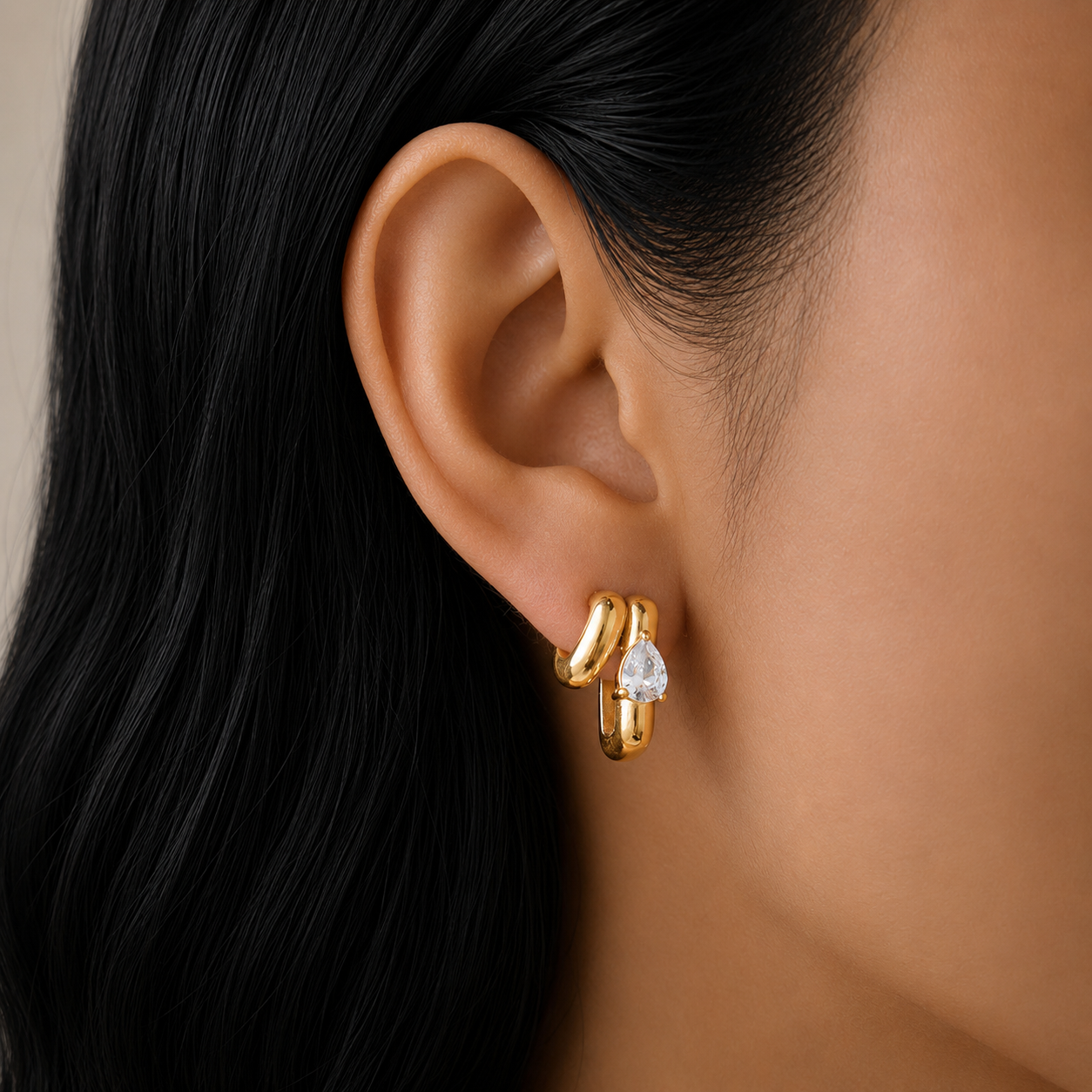 Hara Teardrop Huggie Earrings