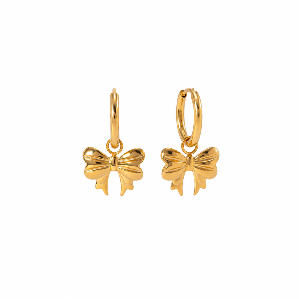 Elara Gold Bow Hoop Earrings